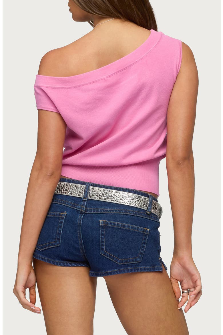Michaela One-Shoulder Crop Knit Top, Alternate, color, PINK