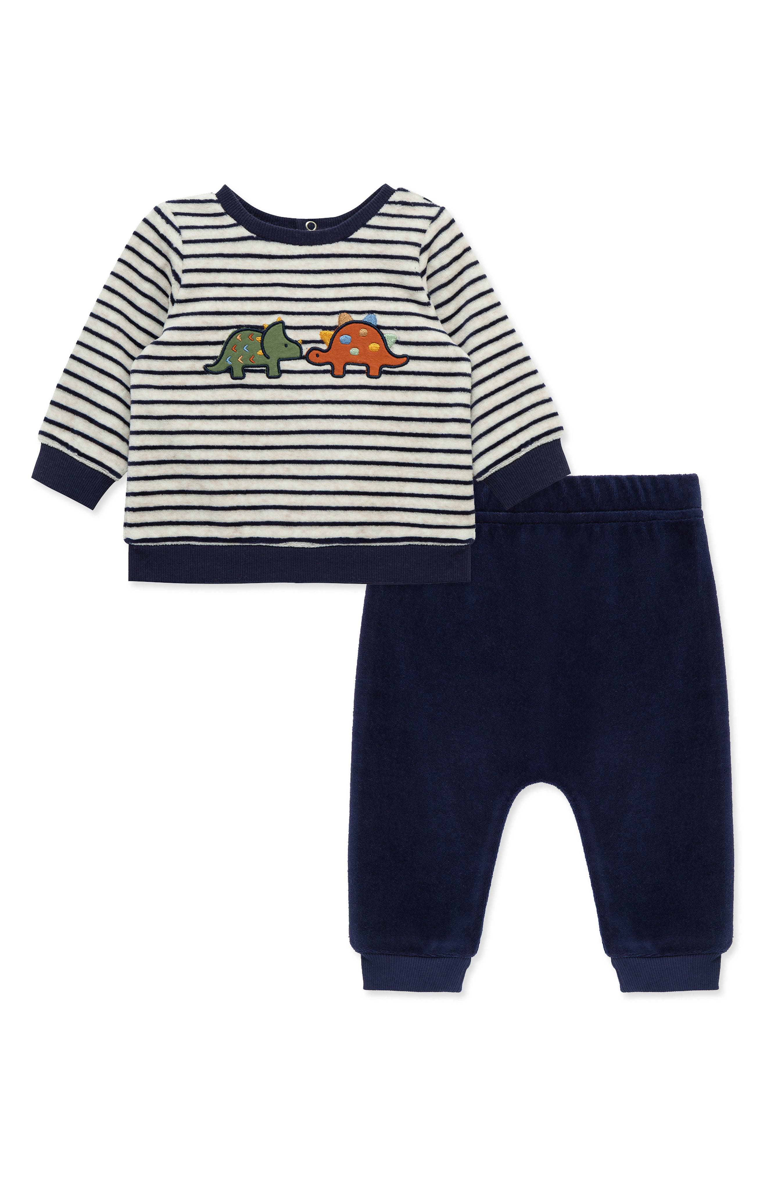 Little Me Velour Dino Sweatshirt & Joggers Set
