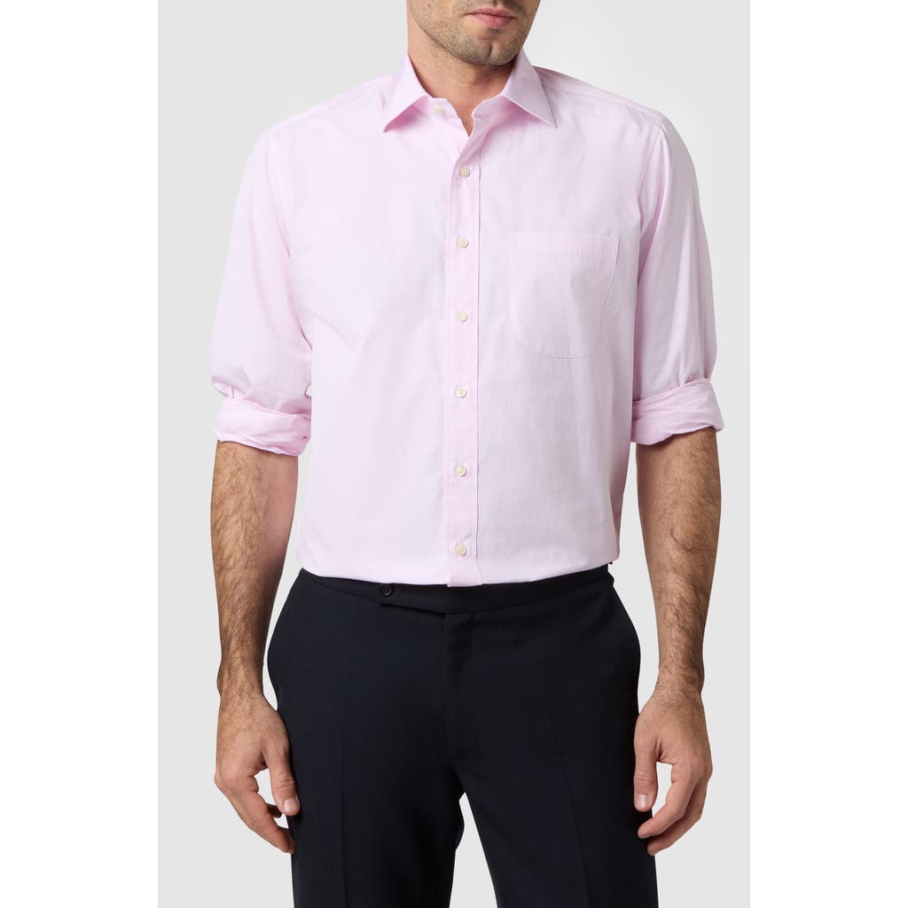 Sid Mashburn Slim Fit Microcheck Cotton Poplin Button-Up Shirt in Pink Bengal Stripe  product