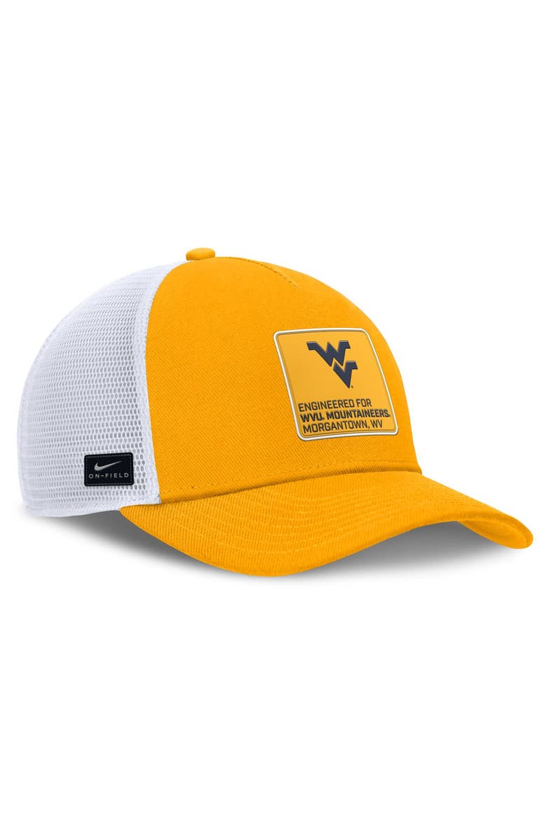 Nike Men's Nike  Gold/White West Virginia Mountaineers 2025 On-Field Rise Engineered Trucker Adjustable Hat, Alternate, color, Gold