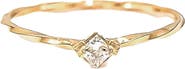 Bearfruit Jewelry 14k Gold Plated Thin Crystal Solitaire Ring Minimalist Dainty Daily Wear