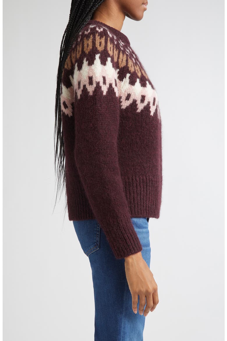 Anne Fair Isle Alpaca Blend Sweater, Alternate, color, RAISIN MULTI