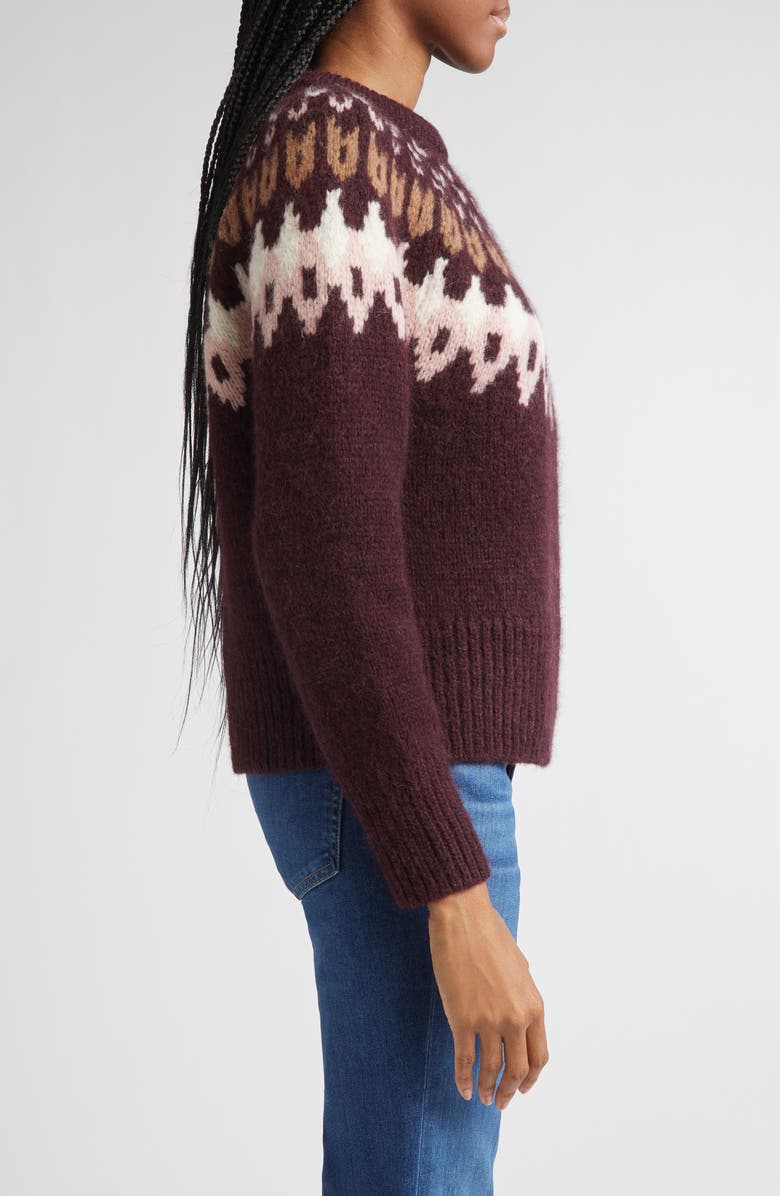 Veronica Beard Anne Fair Isle Alpaca Blend Sweater, Alternate, color, Raisin Multi