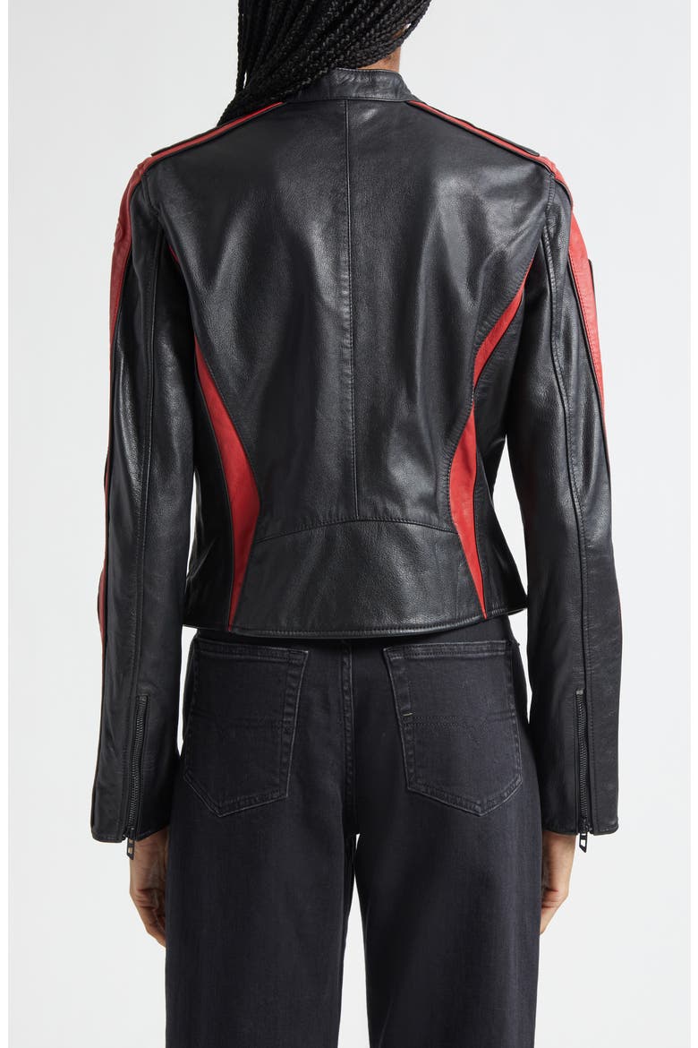 L-Ovable Leather BIker Jacket, Alternate, color, BLACK