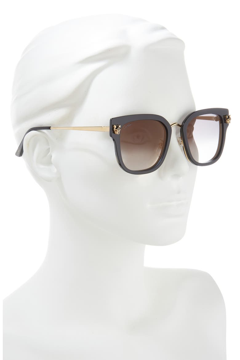 55mm Gradient Round Sunglasses, Alternate, color, BLACK