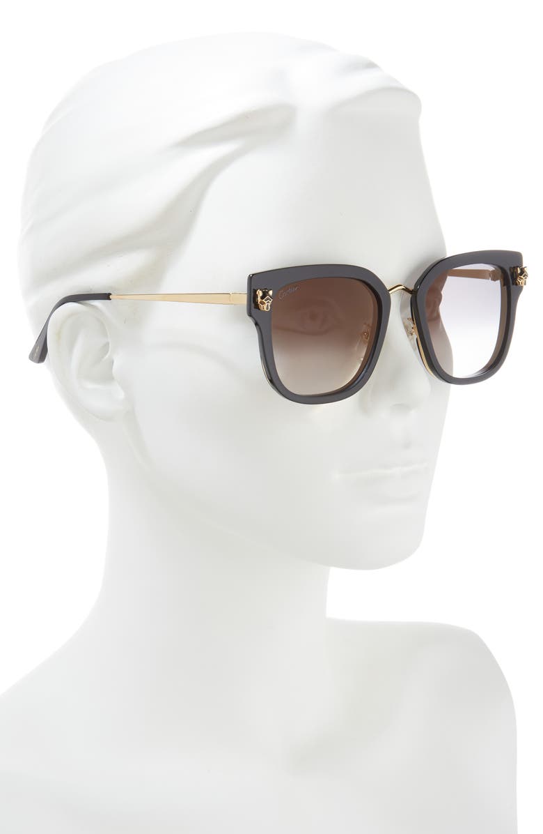 Cartier 55mm Gradient Round Sunglasses, Alternate, color, Black