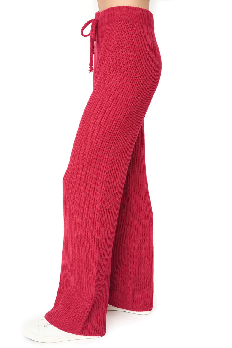 Gigi Drawstring Rib Sweater Pants, Alternate, color, RED