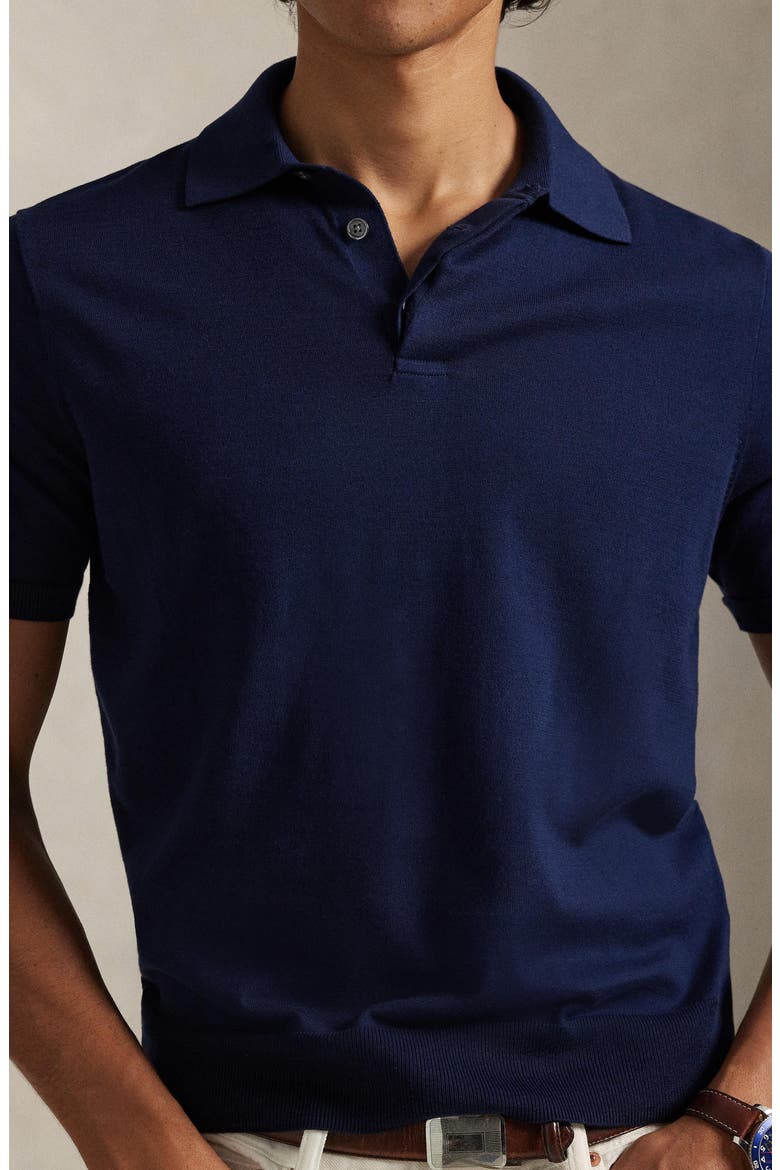 Rib Trim Cotton Polo, Alternate, color, BRIGHT NAVY