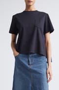 Sacai Mixed Media Pleated Poplin & Jersey Pocket T-Shirt