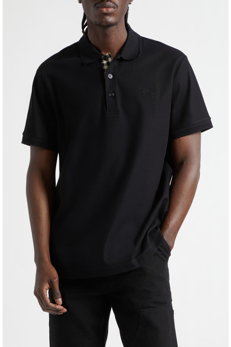 Eddie EKD Embroidered Cotton Piqué Polo, Main, color, BLACK