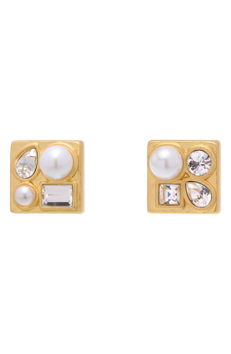 Reiss Zina Zoraya Stud Earrings, Alternate, color, Gold Tone / Pearl / Clear