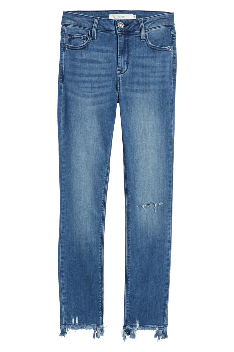 Ripped Stretch Ankle Skinny Jeans, Alternate, color, MEDIUM WASH