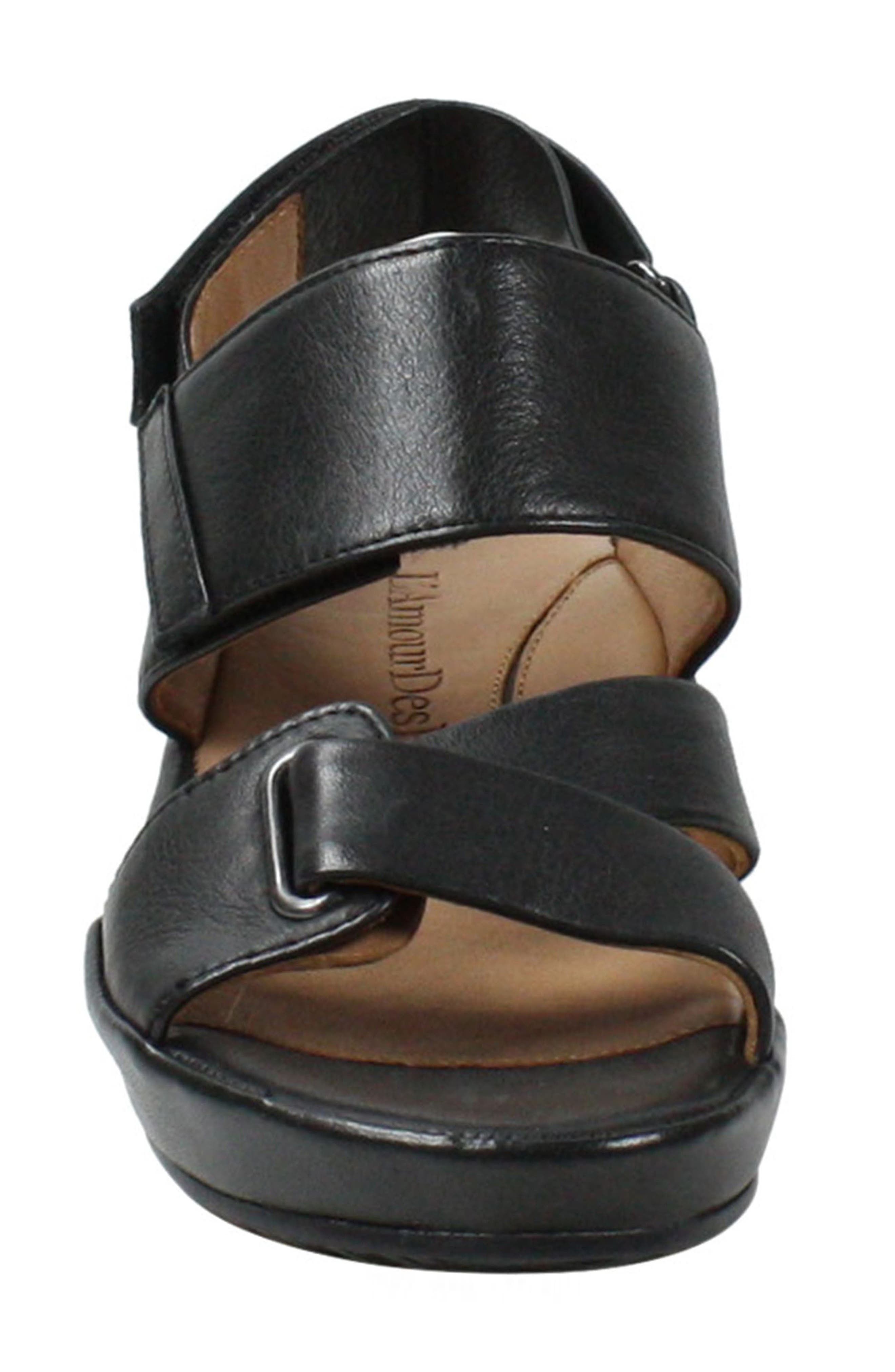 Calantha Wedge Sandal, Alternate, color, BLACK LEATHER