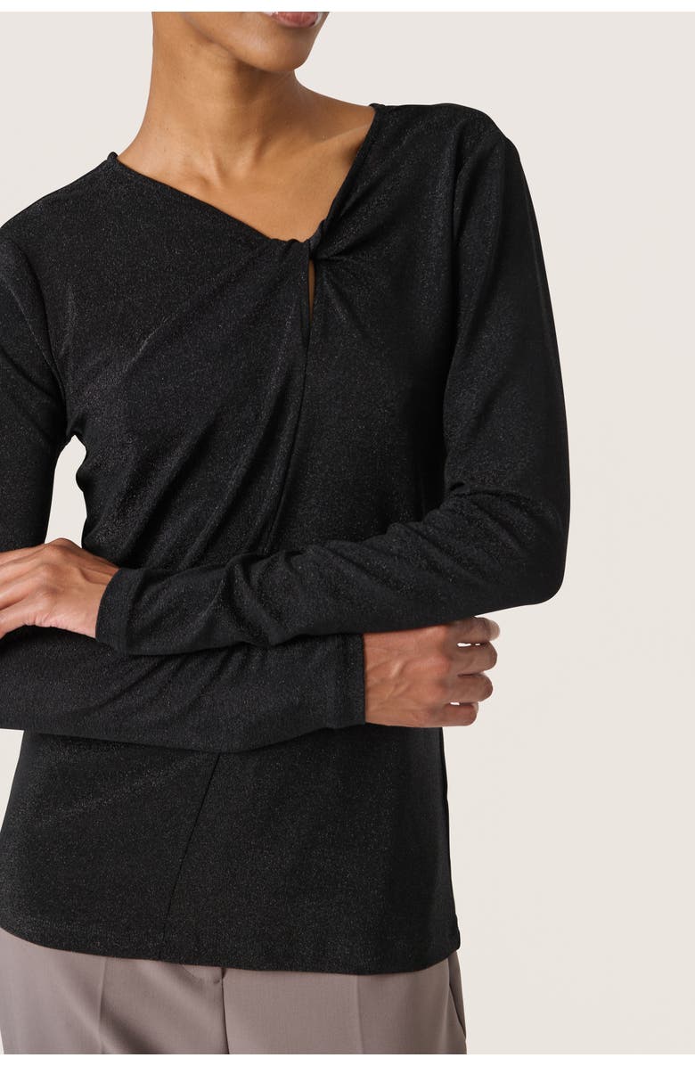 Soaked in Luxury Skylara Knotted Long Sleeve Glitter Top, Alternate, color, Black