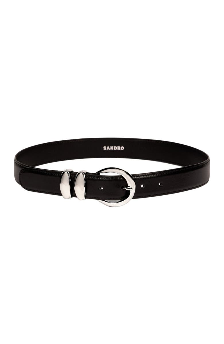 SANDRO Smooth leather belt, Alternate, color, Black