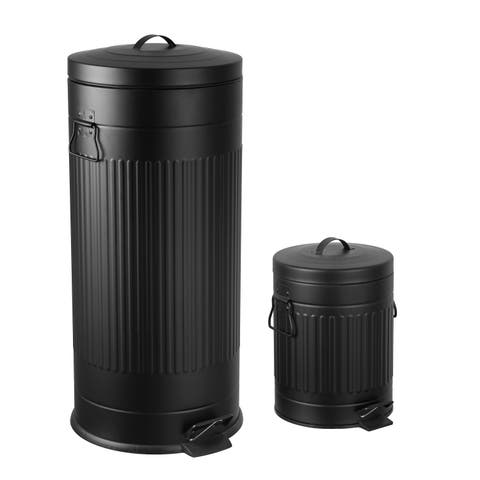 Theo Retro 8-Gallon Step Trash Can with Soft-Close Lid and Mini Trash Can