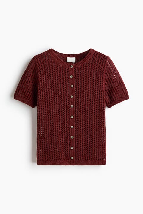 Pointelle-knit Cardigan