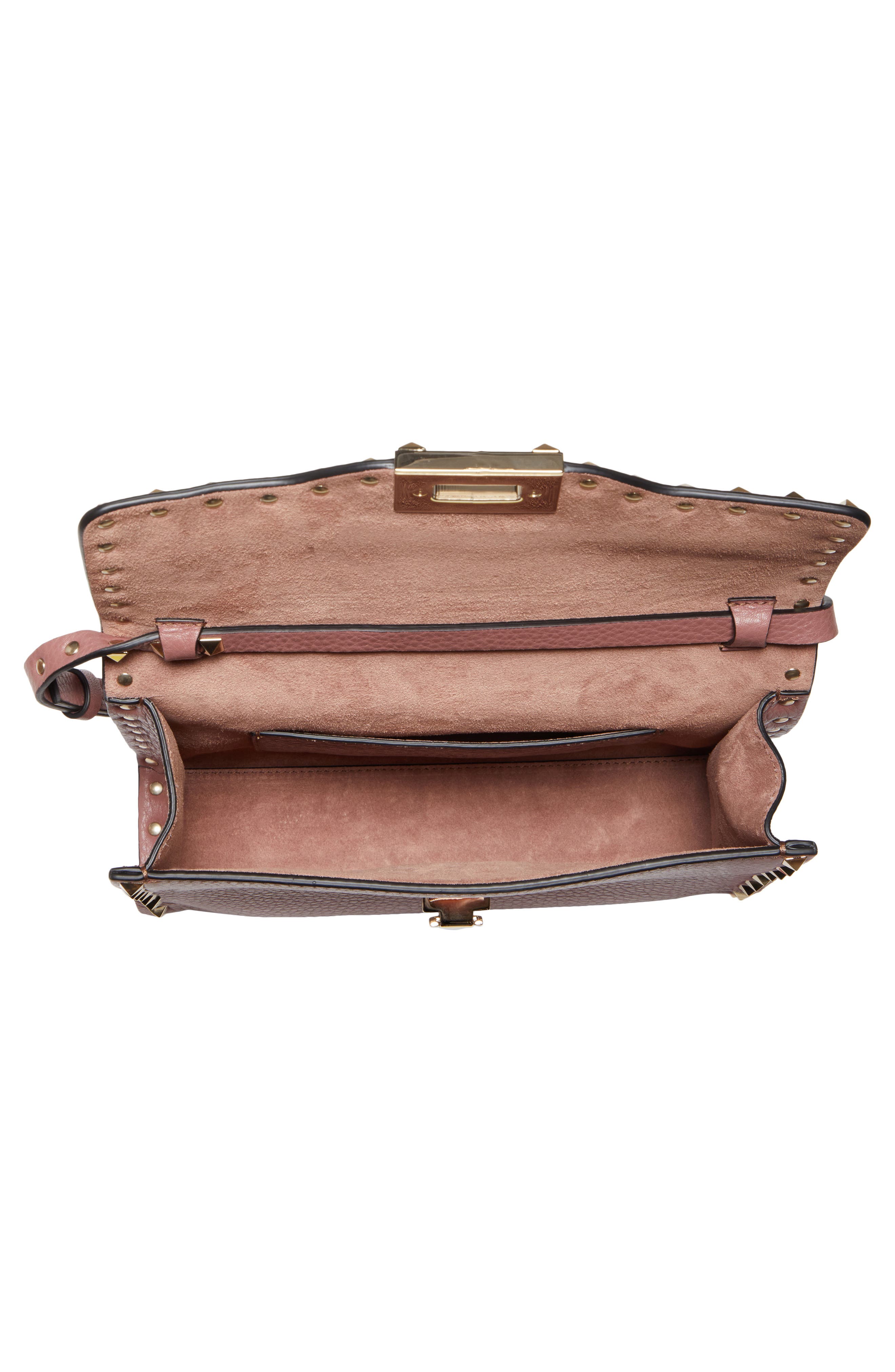 Small Rockstud Leather Shoulder Bag, Alternate, color, NUDE