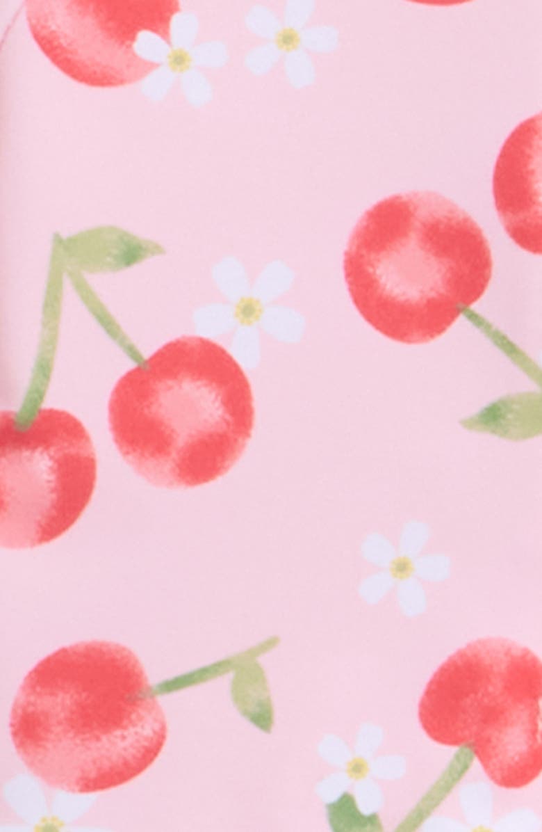 Little Me Cherry Print Long Sleeve One-Piece Rashguard, Alternate, color, Pink