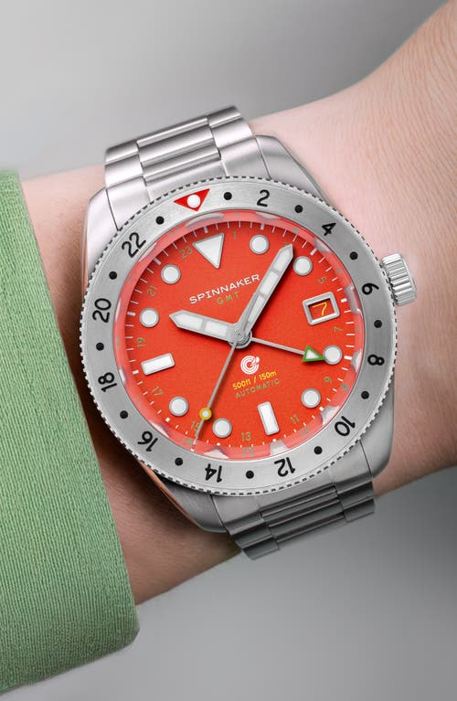 Spinnaker Croft Gmt Automatic Bracelet & Rubber Strap Watch, 39mm In Red