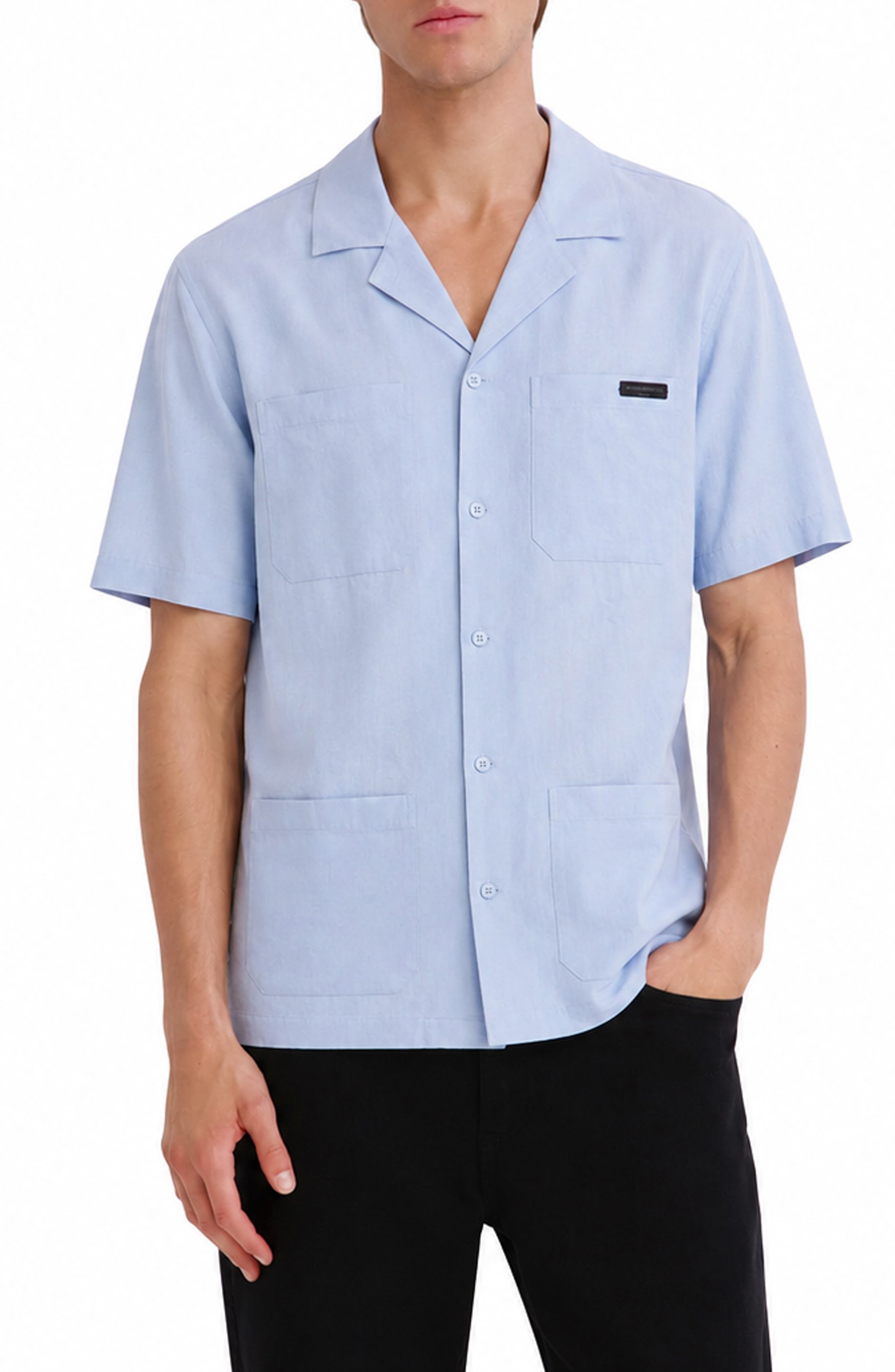 Linen Blend Camp Shirt