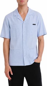 KARL LAGERFELD PARIS Linen Blend Camp Shirt