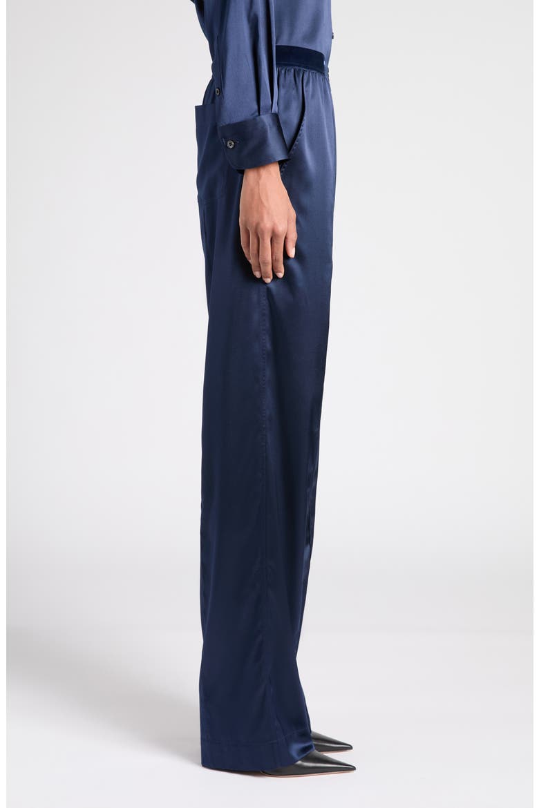 Stretch Silk Satin Pajama Pants, Alternate, color, HB840 DARK NAVY