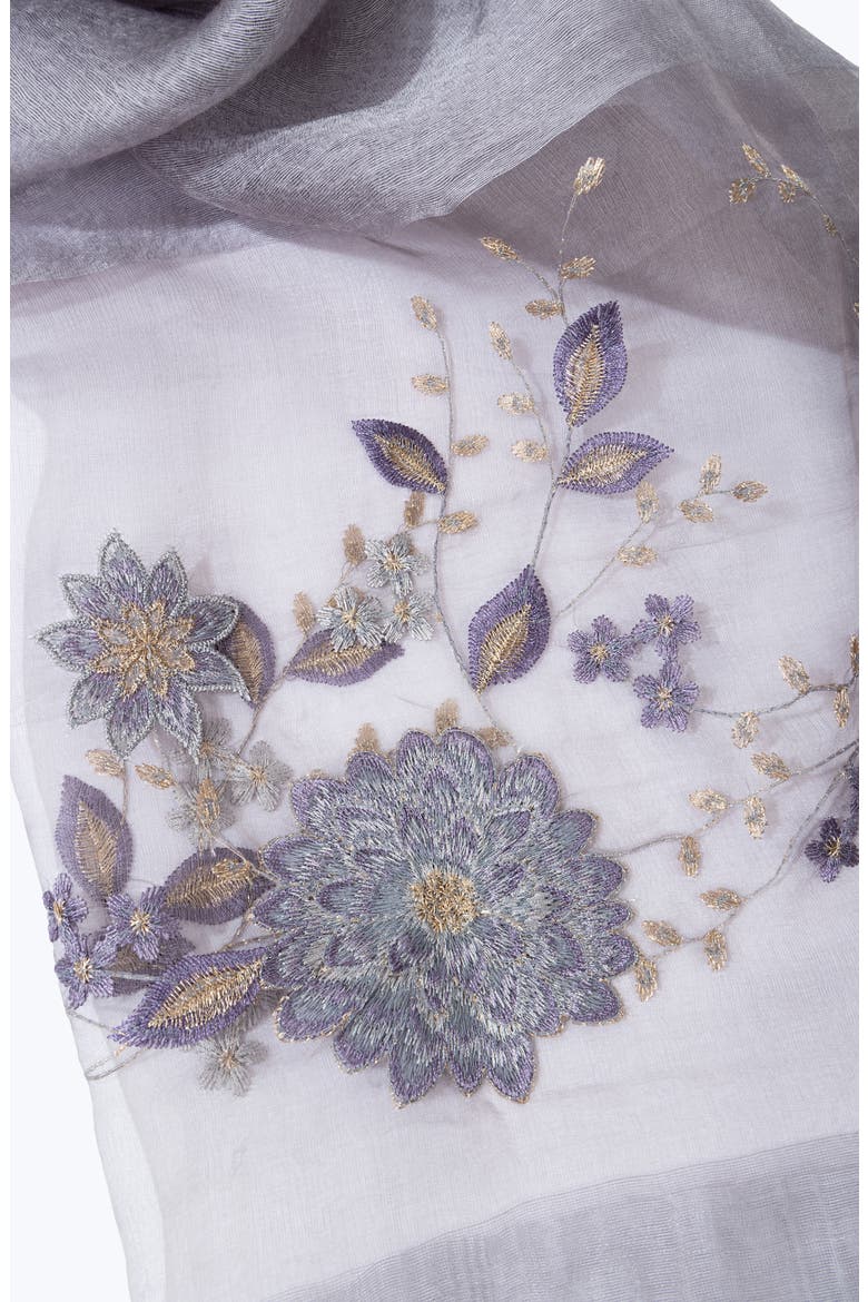 Floral Embroidered Scarf, Alternate, color, GREY