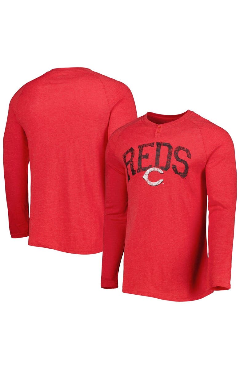 CONCEPTS SPORT Men's Concepts Sport Heather Red Cincinnati Reds Inertia Raglan Long Sleeve Henley T-Shirt, Main, color, 