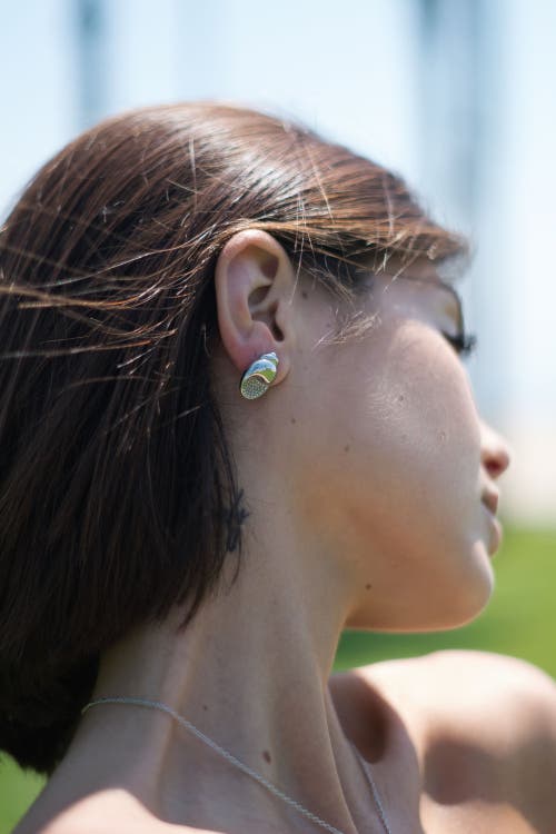 Classicharms Lexi Crystal Seashell Stud Earrings In Metallic