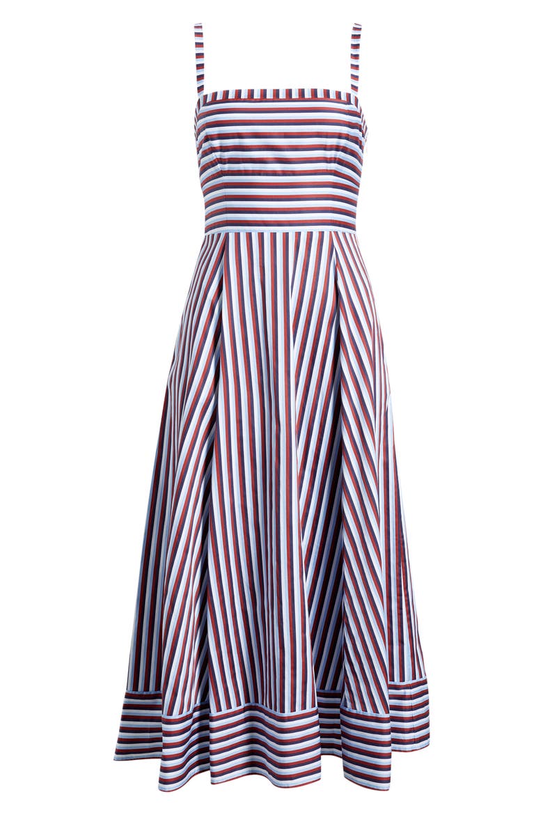 The Margot Stripe Fit & Flare Midi Dress, Alternate, color, RED/WHITE/BLUE STRIPE