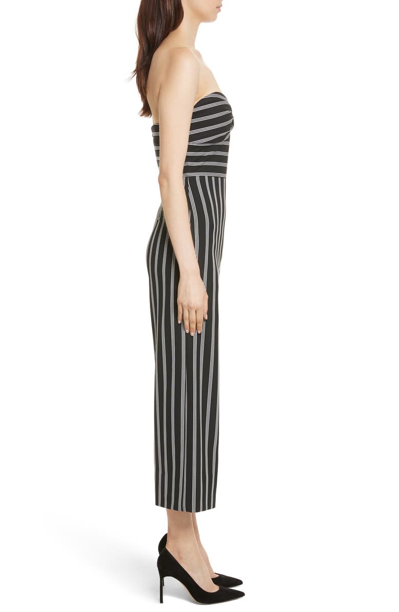 Veronica Beard Cypress Stripe Strapless Jumpsuit, Alternate, color,