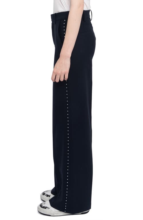 Zadig & Voltaire Panol Tailleur Strass Rhinestone Wide Leg Pants In Black