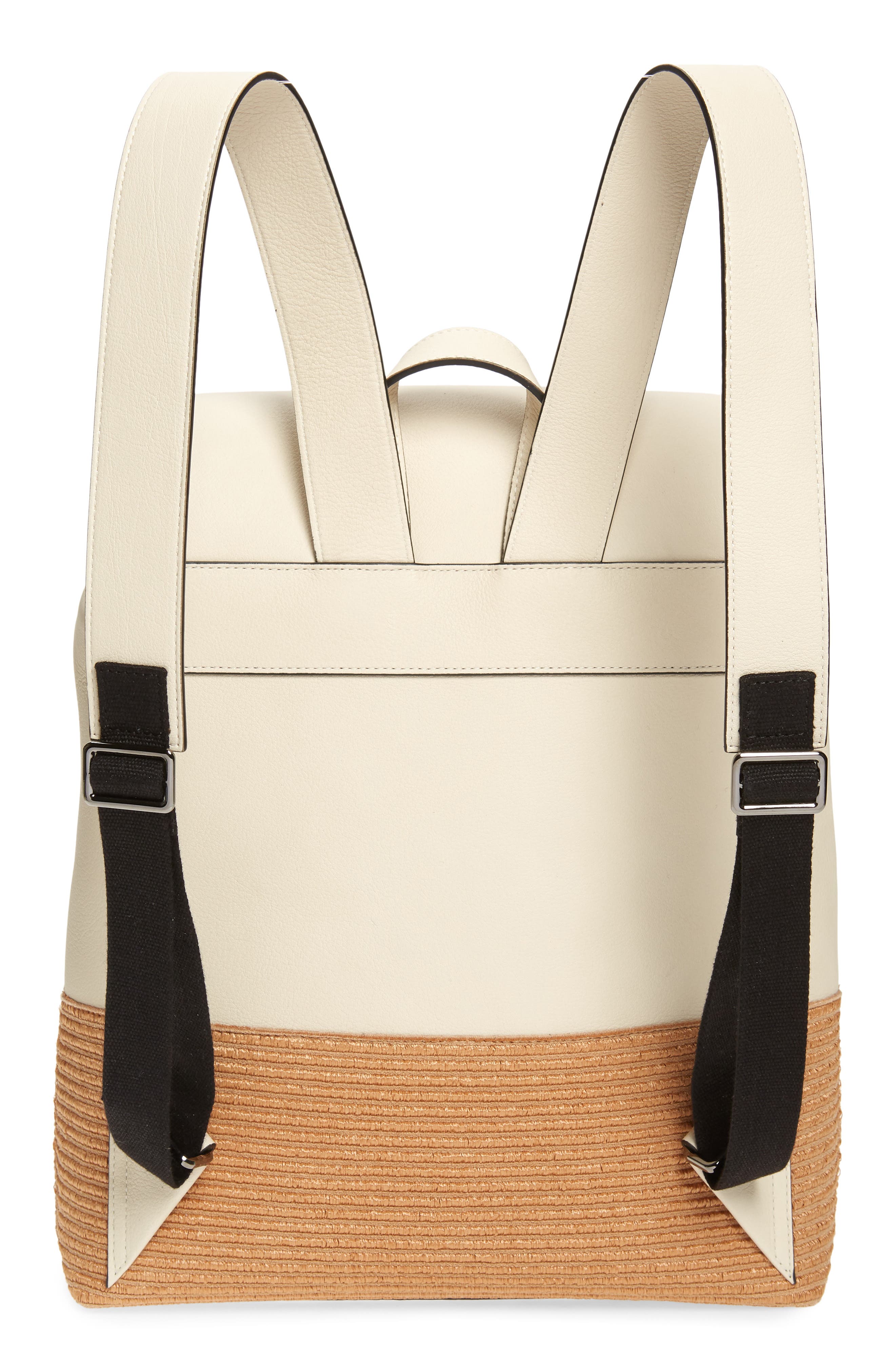 Brunello Cucinelli Monili Leather & Raffia Backpack, Alternate, color, 