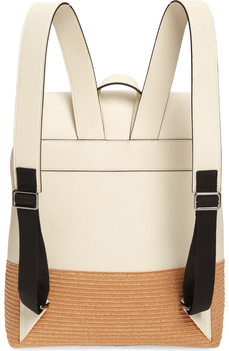 Brunello Cucinelli Monili Leather & Raffia Backpack, Alternate, color,