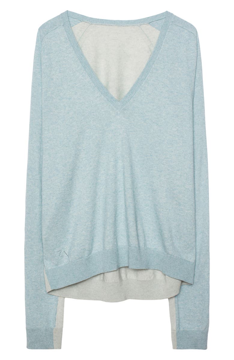 Zadig & Voltaire River V-Neck Cotton & Cashmere Sweater, Alternate, color,