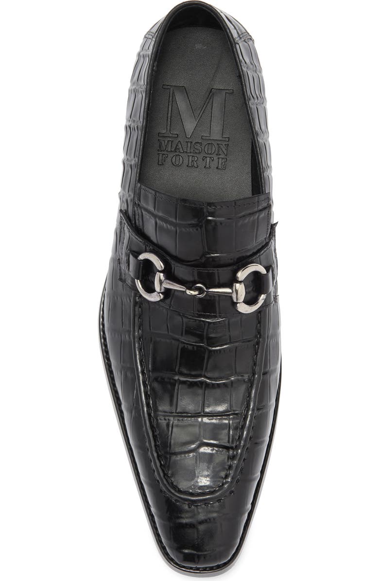Maison Forte Magnus Croc Embossed Loafer, Alternate, color, Black