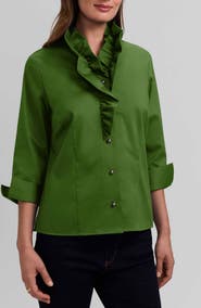 Foxcroft Edith Ruffle Button-Up Shirt
