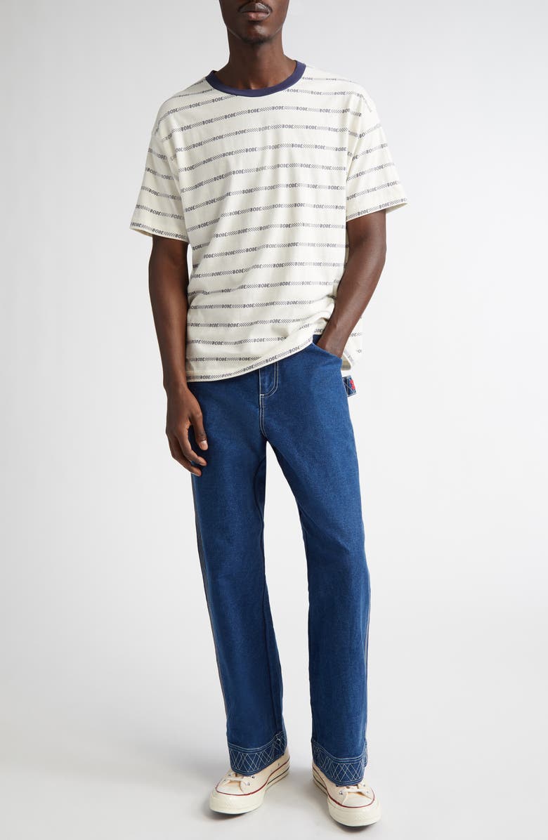 Bode Rec Jacquard Stripe Cotton Logo T-Shirt, Alternate, color,