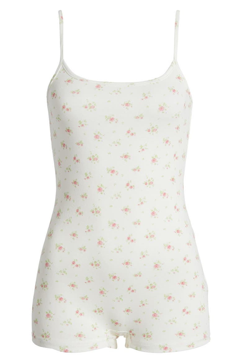 Ditsy Floral Open Back Romper, Alternate, color, WHITE