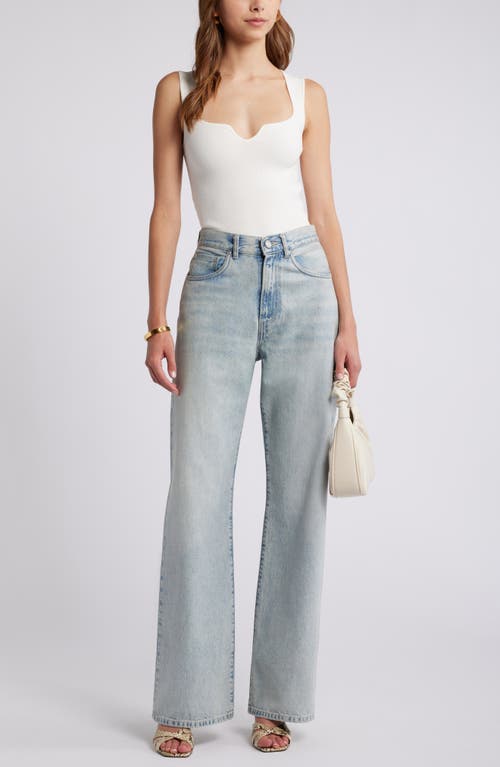 Open Edit Notched Rib Sweater Tank In Ivory Cloud