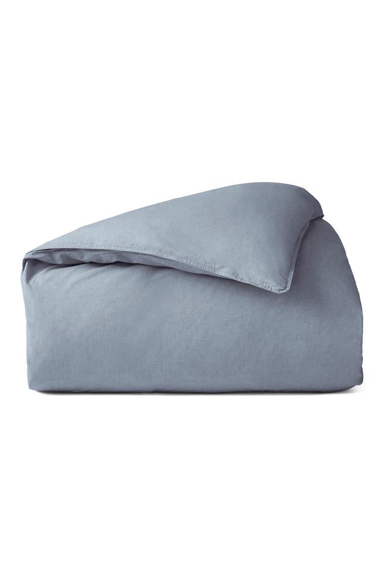 Organic Crinkled Percale™ Duvet Cover, Main, color, INDIGO CHAMBRAY
