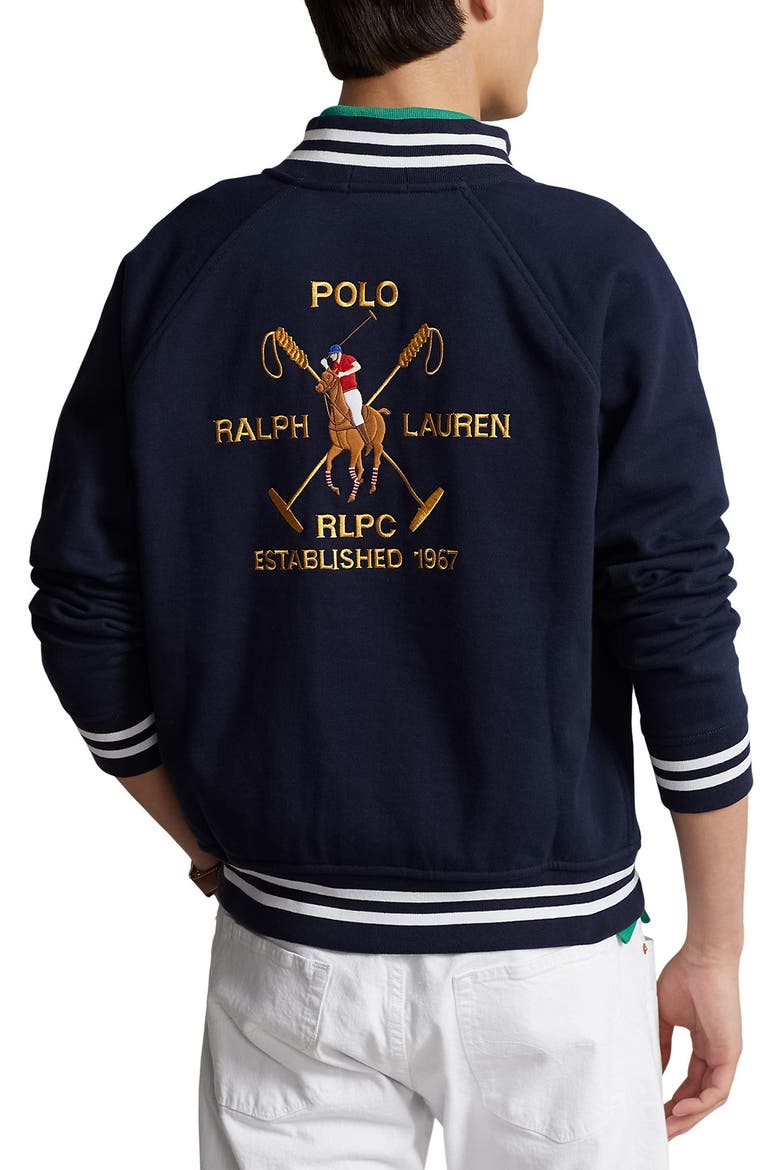 Classic Athletic Fleece Baseball Jacket, Alternate, color, CRUISE NAVY