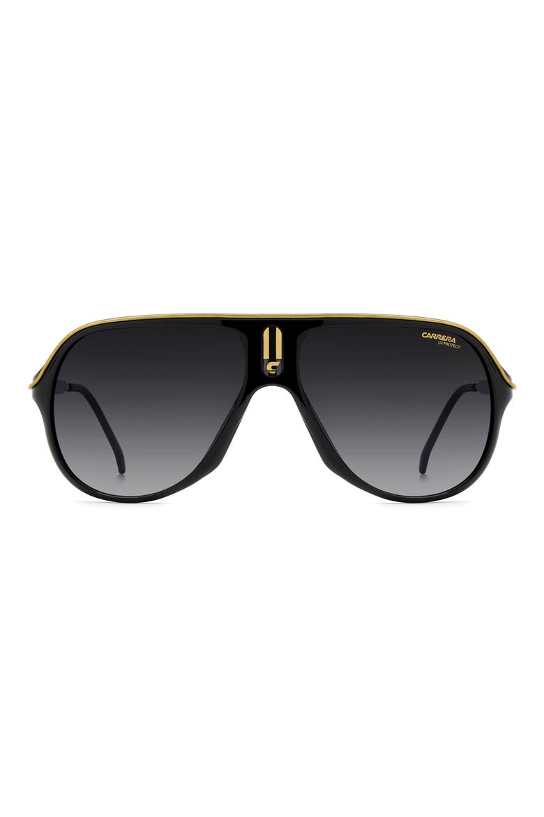 Safari 62mm Oversize Gradient Rectangular Sunglasses, Main, color, BLACK GOLD/ DARK GREY SF