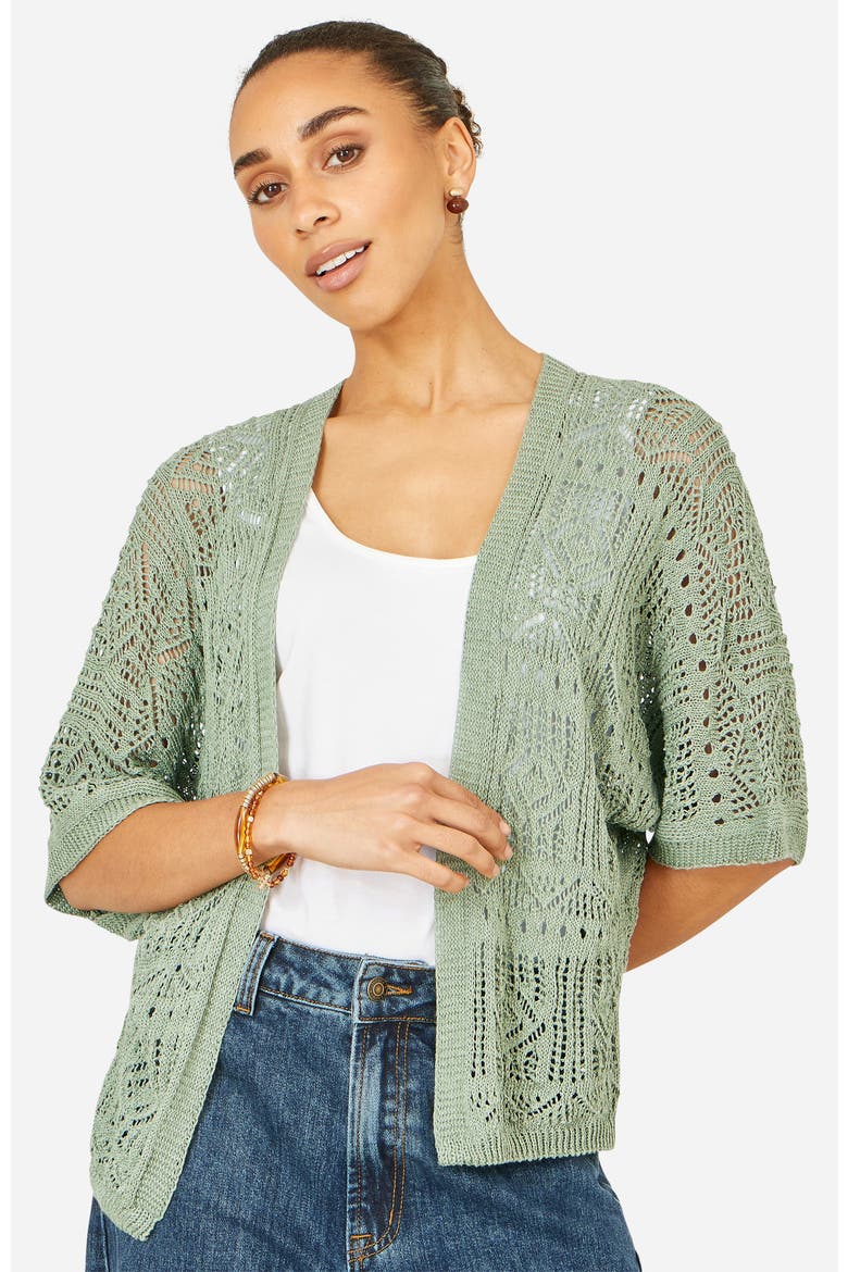 Crochet Edge To Edge Cardigan, Alternate, color, Sage Green