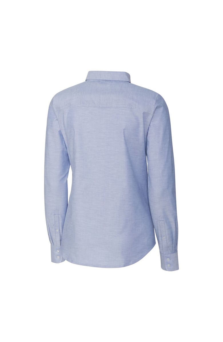 Cutter & Buck Women's Cutter & Buck Light Blue Cleveland Guardians Americana Logo Oxford Stretch Long Sleeve Button-Up Shirt, Alternate, color, 