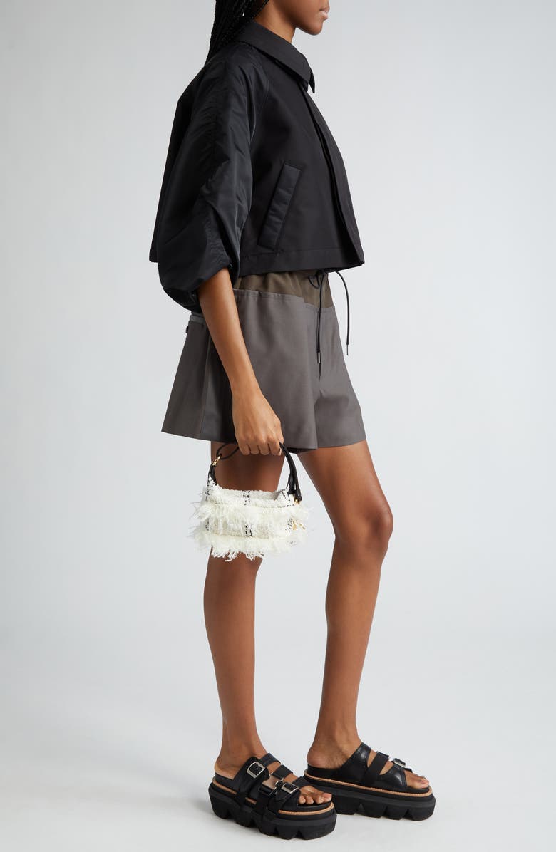 Sacai Small Pochette Tweed Top Handle Bag, Alternate, color,