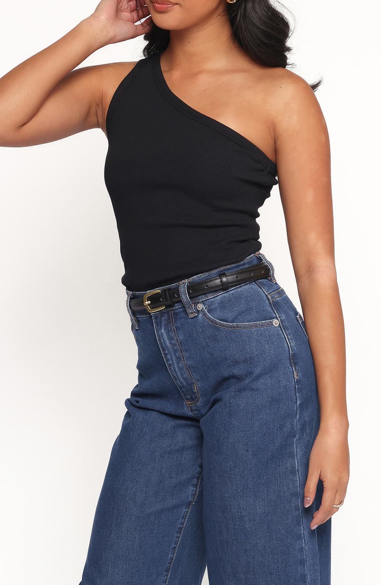 Petal & Pup Nysa One-Shoulder Stretch Cotton Top, Alternate, color, Black