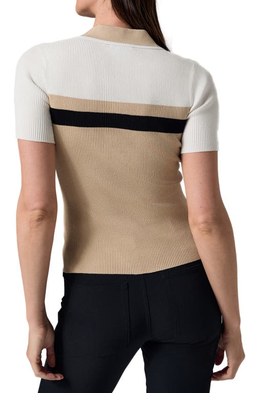 Alp N Rock Zoey Stripe Johnny Collar Rib Polo In Wheat