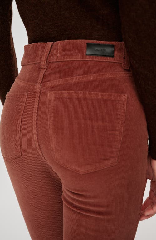 Dl1961 Bridget Instasculpt Raw Hem Ankle Bootcut Corduroy Jeans In Brown
